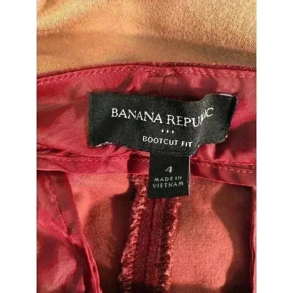 Banana Republic Sz 4 Wine Soft Velvet Dress Pants Wide Bootcut Lyocell Elastase - Picture 6 of 7